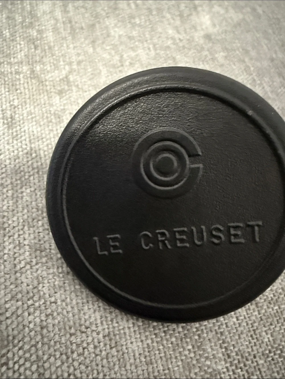 Le Creuset Black Silicone knob with Embossed Logo
